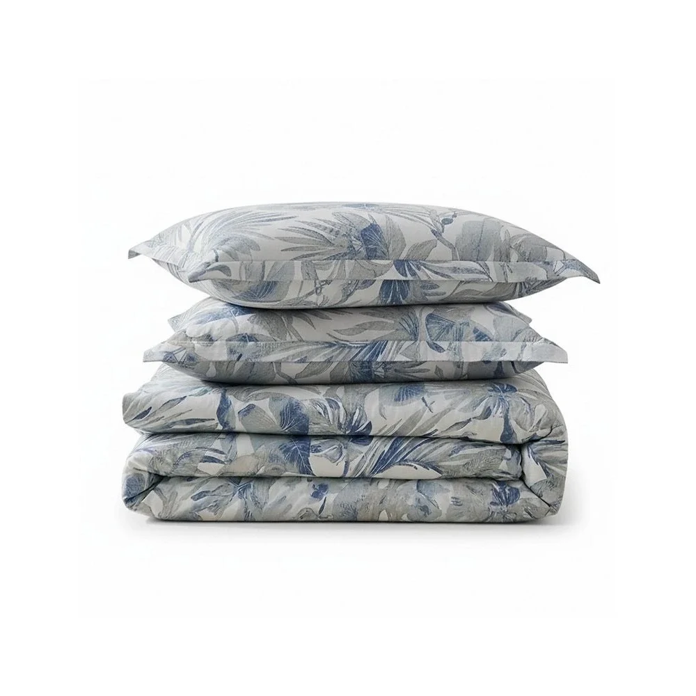 Tommy Bahama Home Raw Coast King Duvet Set Blue Tropical 100% Cotton 3pc NWT